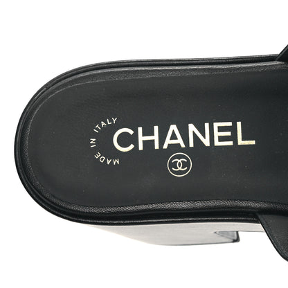 Chanel Lambskin Camellia Platform Mules 38.5 Black 7 of 8