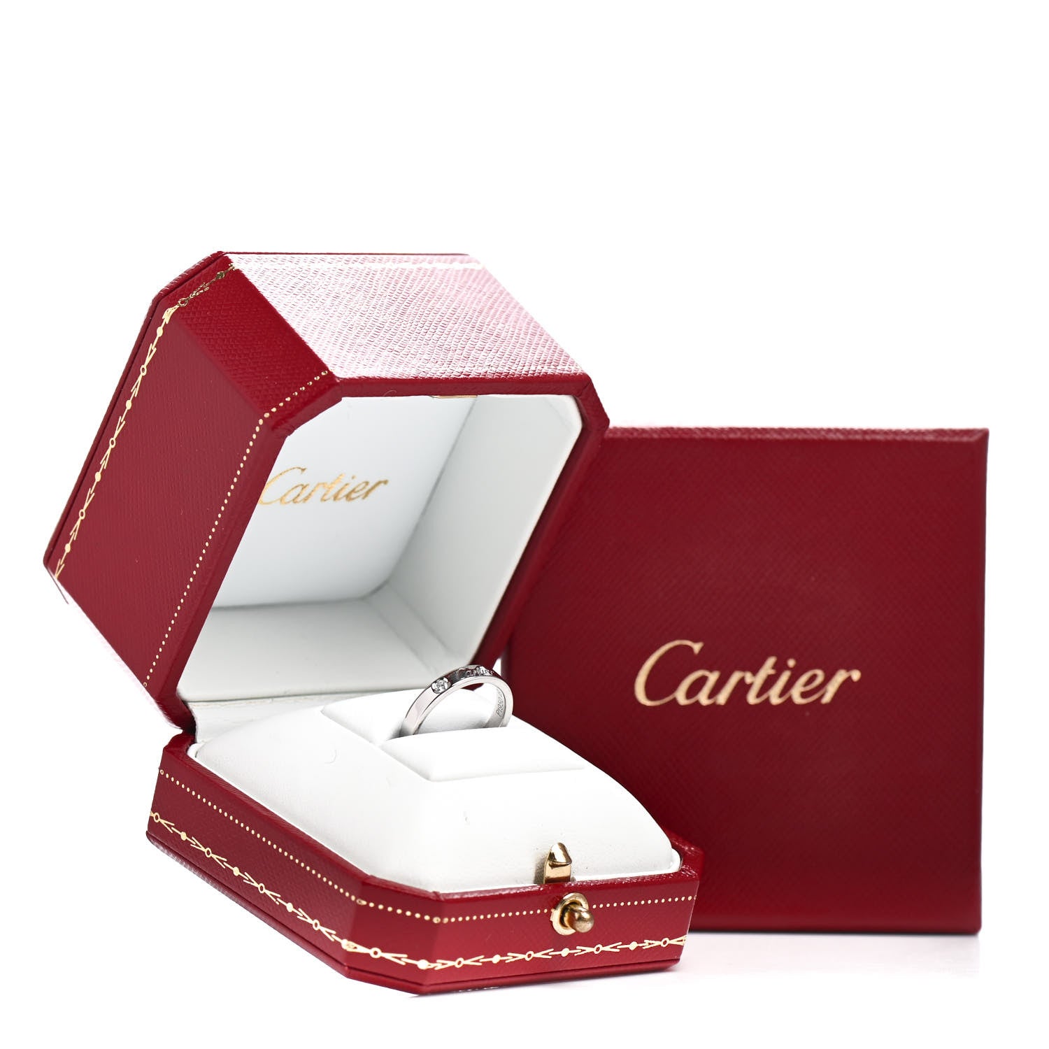 Cartier Platinum Diamond 3mm C De Cartier Wedding Band Ring 49 4.75 5 of 5