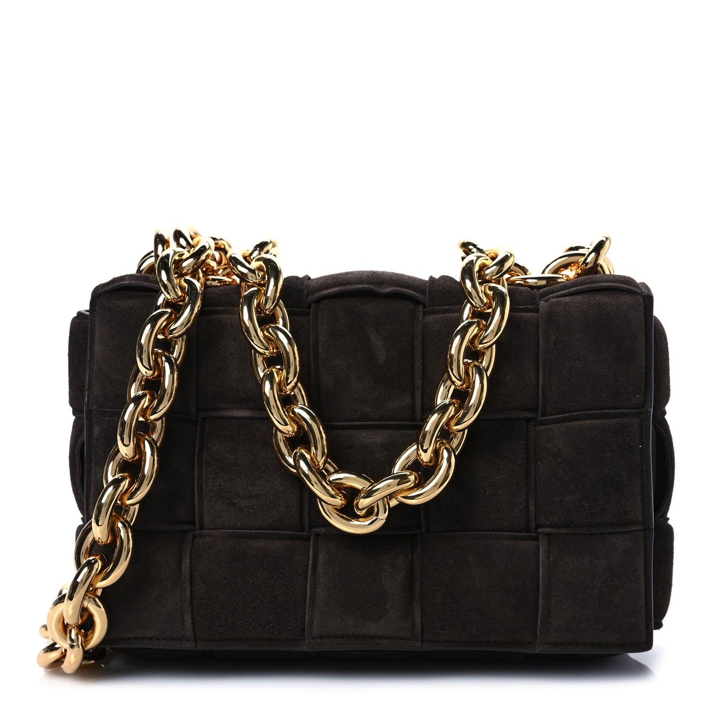 Suede Maxi Intrecciato Padded Chain Cassette Crossbody Bag Fondant