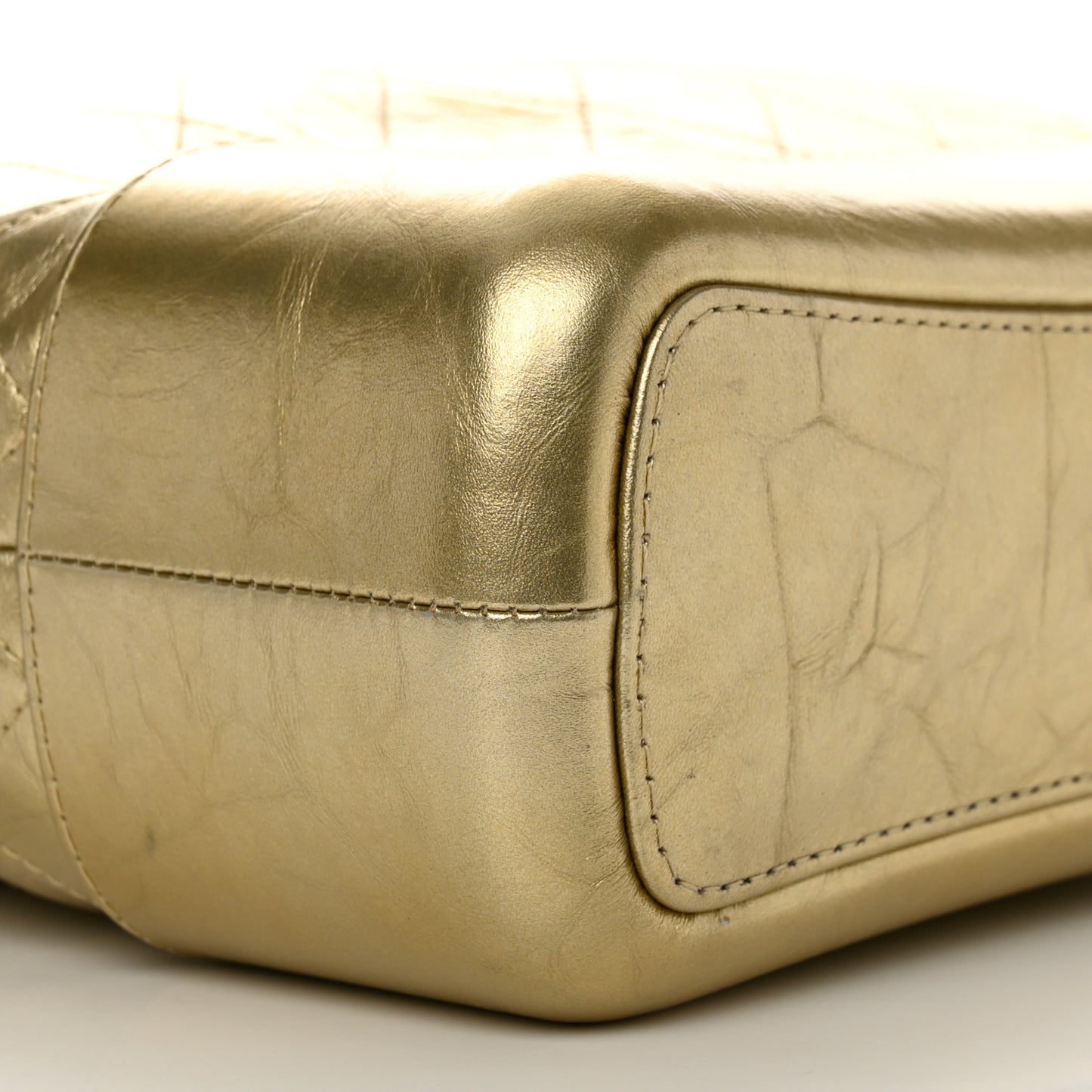 Metallic Aged Calfskin Quilted Medium Gabrielle Gold
