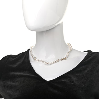 Chanel Pearl Crystal CC Short Necklace Gold 2 of 5