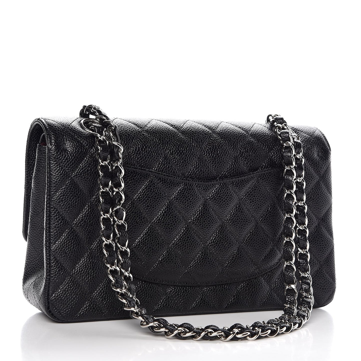 Caviar Quilted Medium Double Flap Black