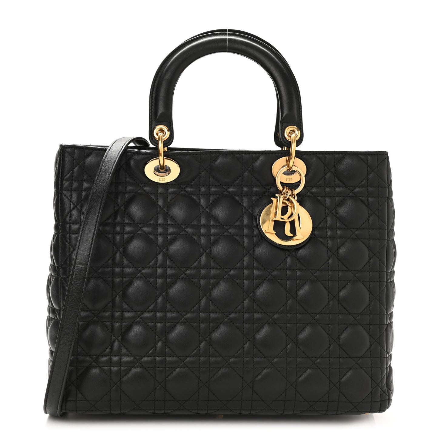 Lambskin Cannage Large Lady Dior Black