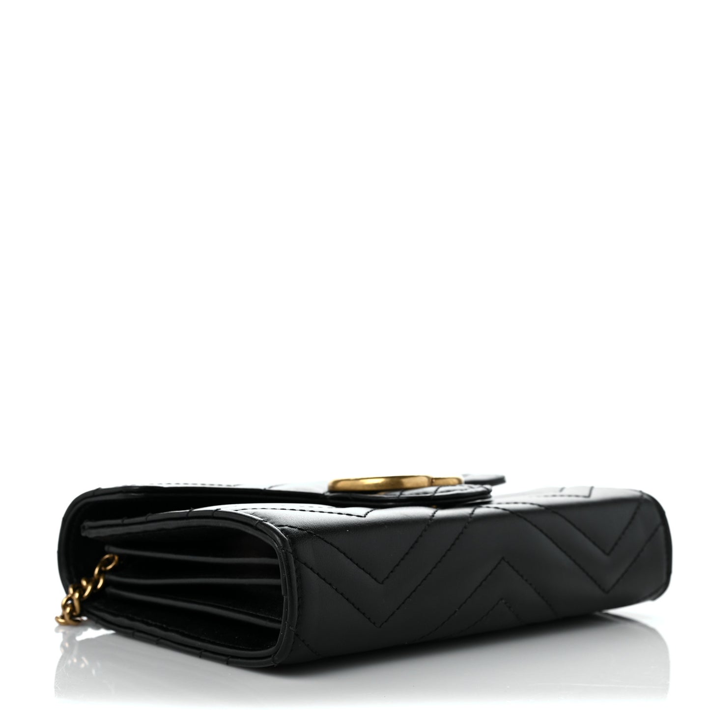 Calfskin Matelasse GG Marmont Chain Wallet Black
