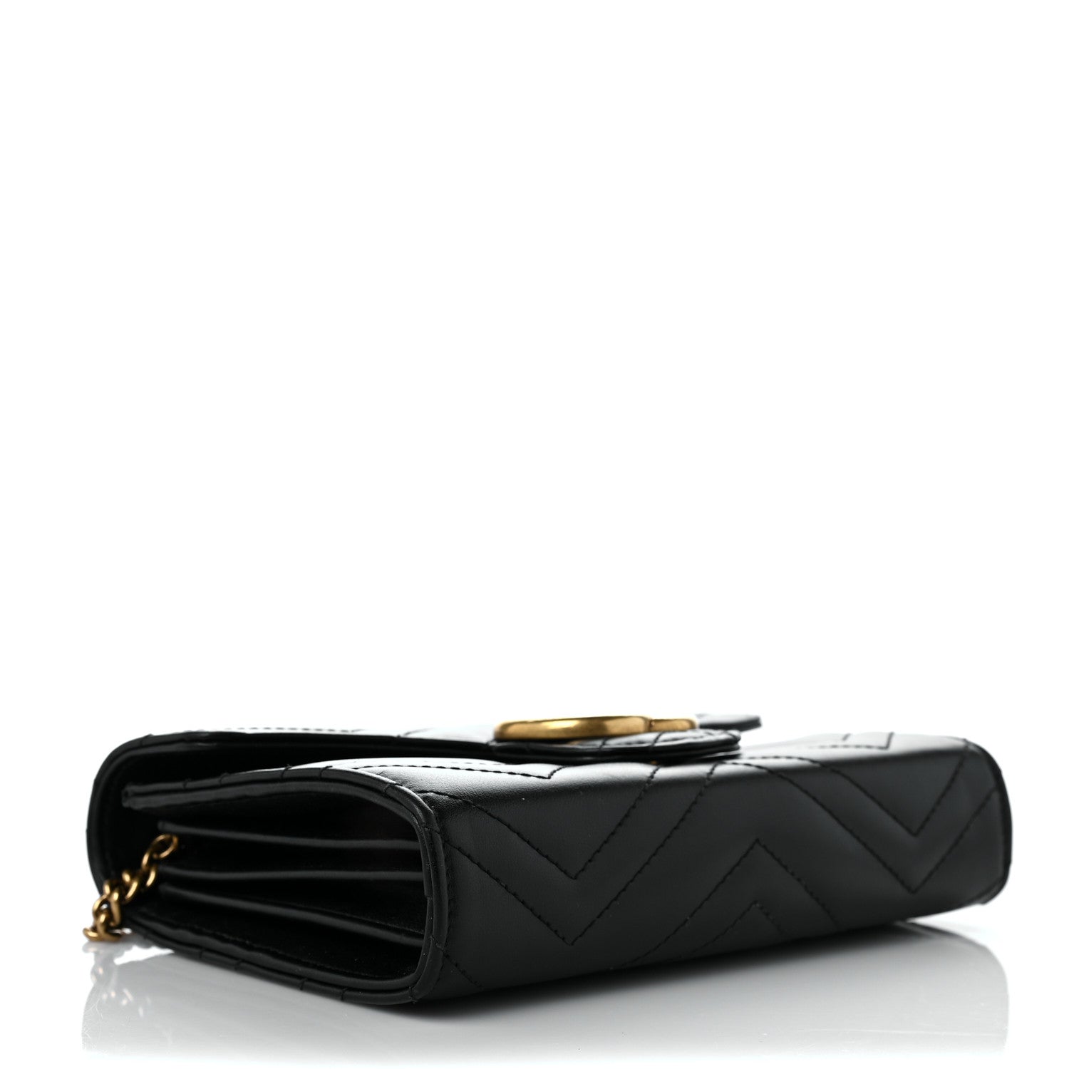Gucci Calfskin Matelasse GG Marmont Chain Wallet Black 4 of 9