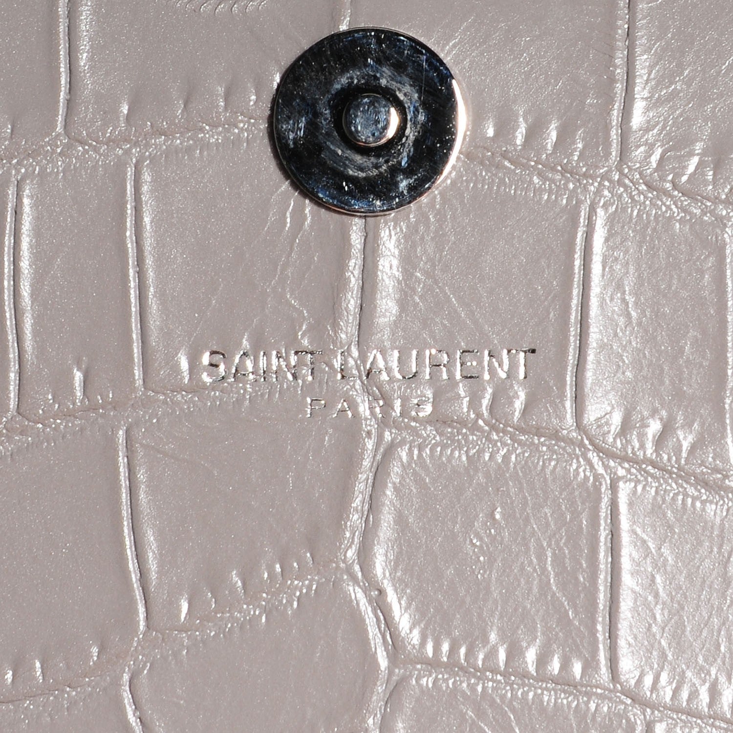 Saint Laurent Crocodile Embossed Classic Monogram Clutch Fog 6 of 8