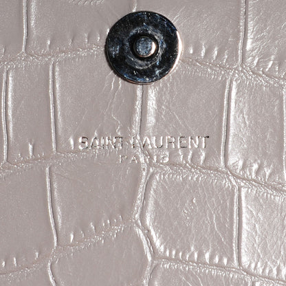 Saint Laurent Crocodile Embossed Classic Monogram Clutch Fog 6 of 8