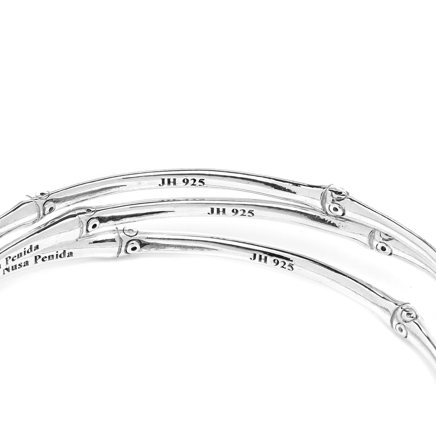 Sterling Silver Bamboo Bangle Bracelet Set of 3
