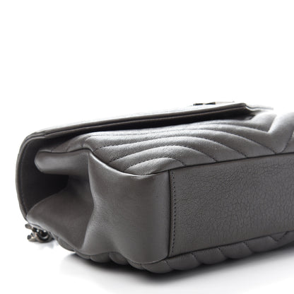 Saint Laurent Sheepskin Matelasse Chevron Monogram Medium College Bag Asphalt 9 of 11