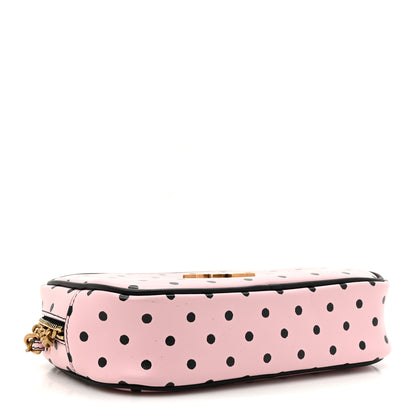 Saint Laurent Calfskin Printed Polka Dot Mini Lou Camera Bag Pink Black 4 of 13