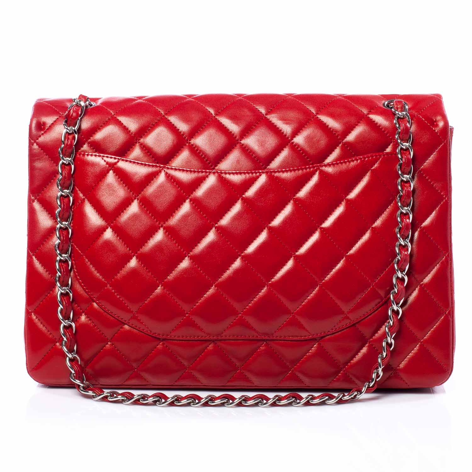 Chanel Lambskin Maxi Single Flap Red 4 of 10
