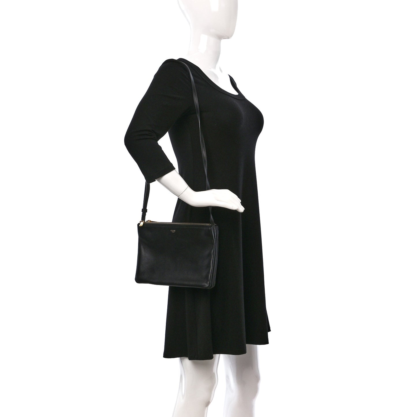 Lambskin Large Trio Crossbody Bag Black