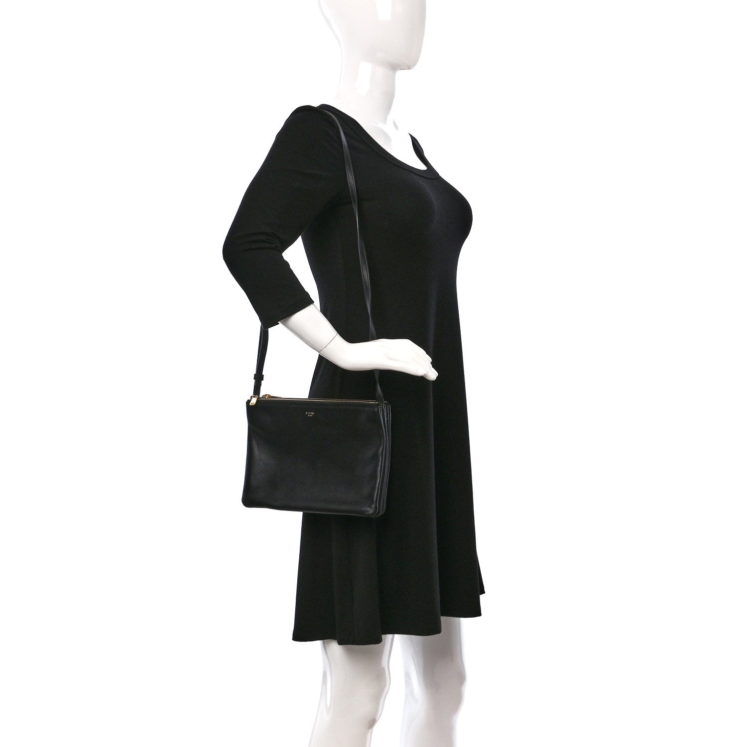 Celine Lambskin Large Trio Crossbody Bag Black 2 of 16