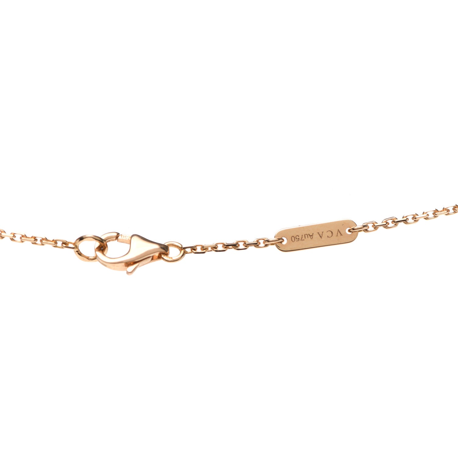 Van Cleef & Arpels 18K Rose Gold Diamond Pink Porcelain Vintage Alhambra Pendant Necklace 7 of 9