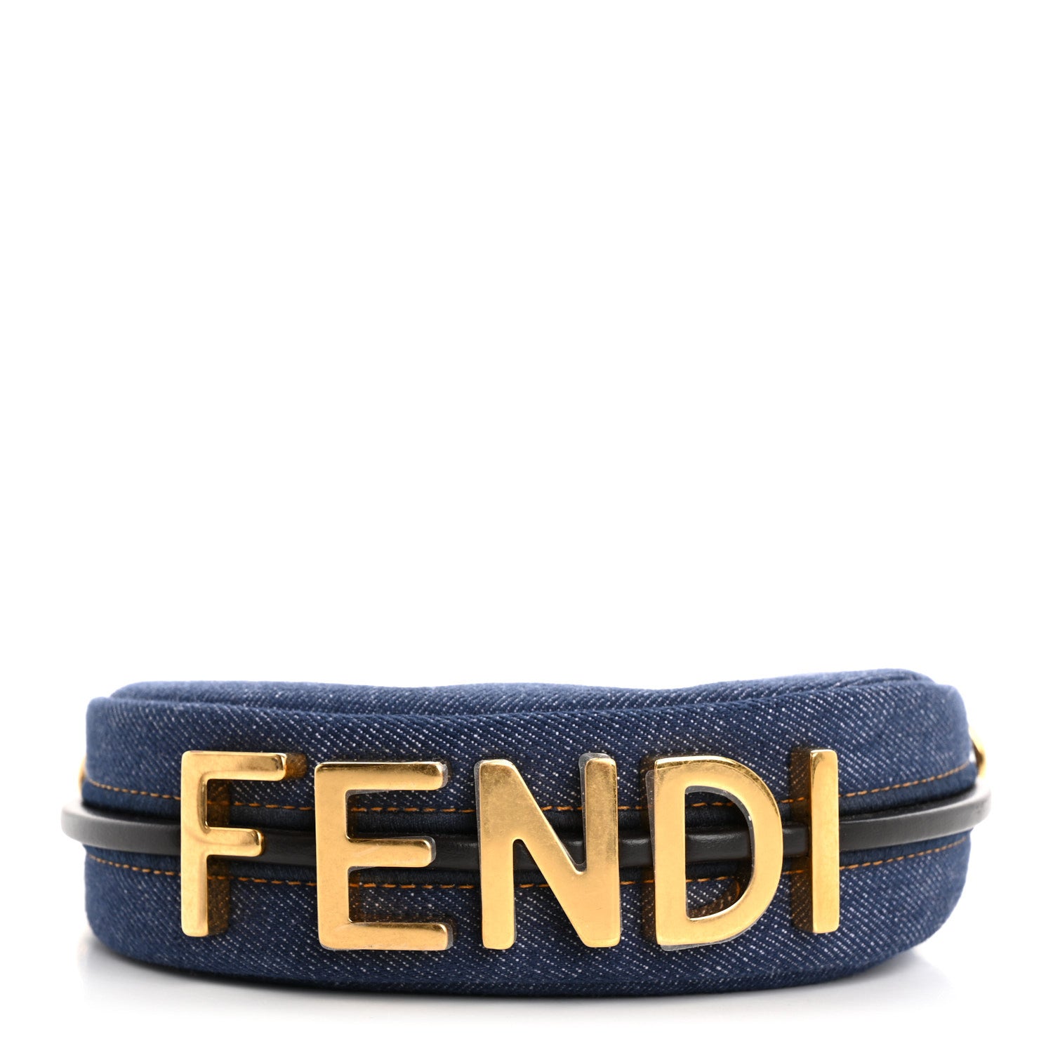 Fendi Denim Shiny Nappa Nano Fendigraphy Hobo Charm Blue Moro