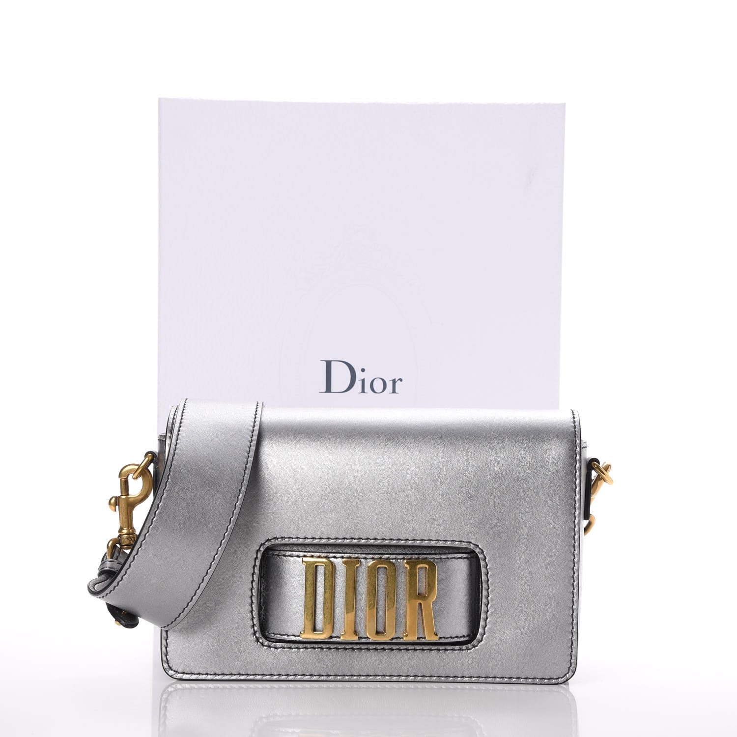 Christian Dior Metallic Smooth Calfskin Dio(r)evolution Flap Bag Silver 9 of 9