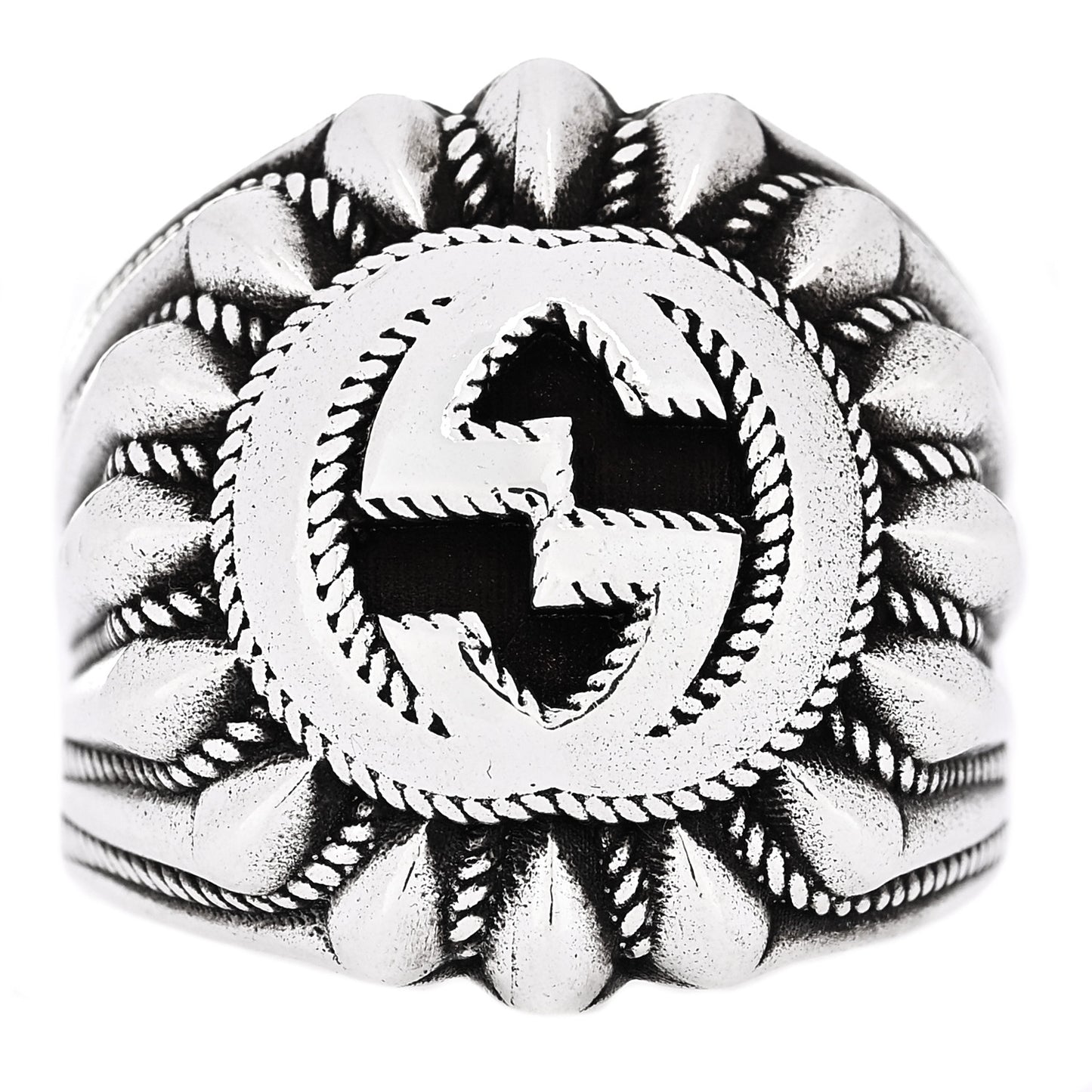 Sterling Silver Interlocking G Signet Ring 50 5.5