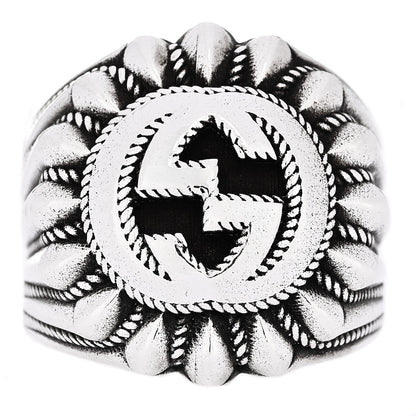 Gucci Sterling Silver Interlocking G Signet Ring 50 5.5 1 of 6