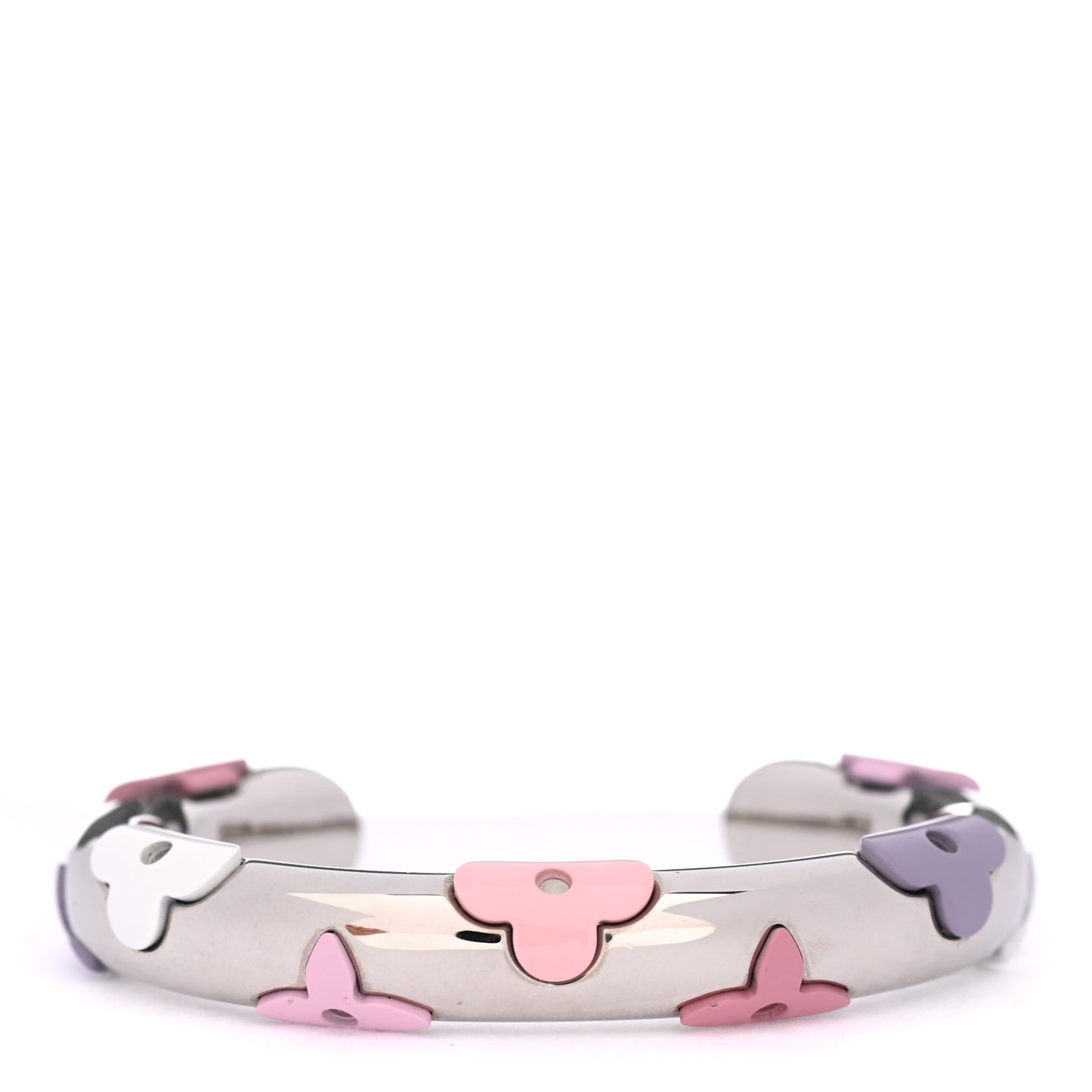 Resin Daily Monogram Bracelet M Silver Pink