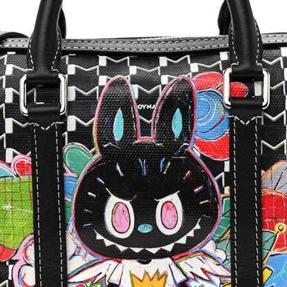 Moynat X KASING LUNG Calfskin Canvas M Labubu Boston Bag Black Multicolor 9 of 11