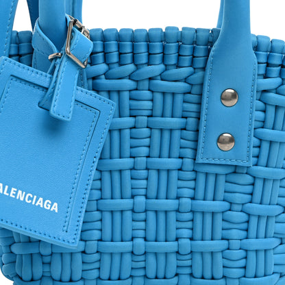 Balenciaga Recycled Nylon Faux Calfskin XXS Bistro Basket Cyan White 9 of 11