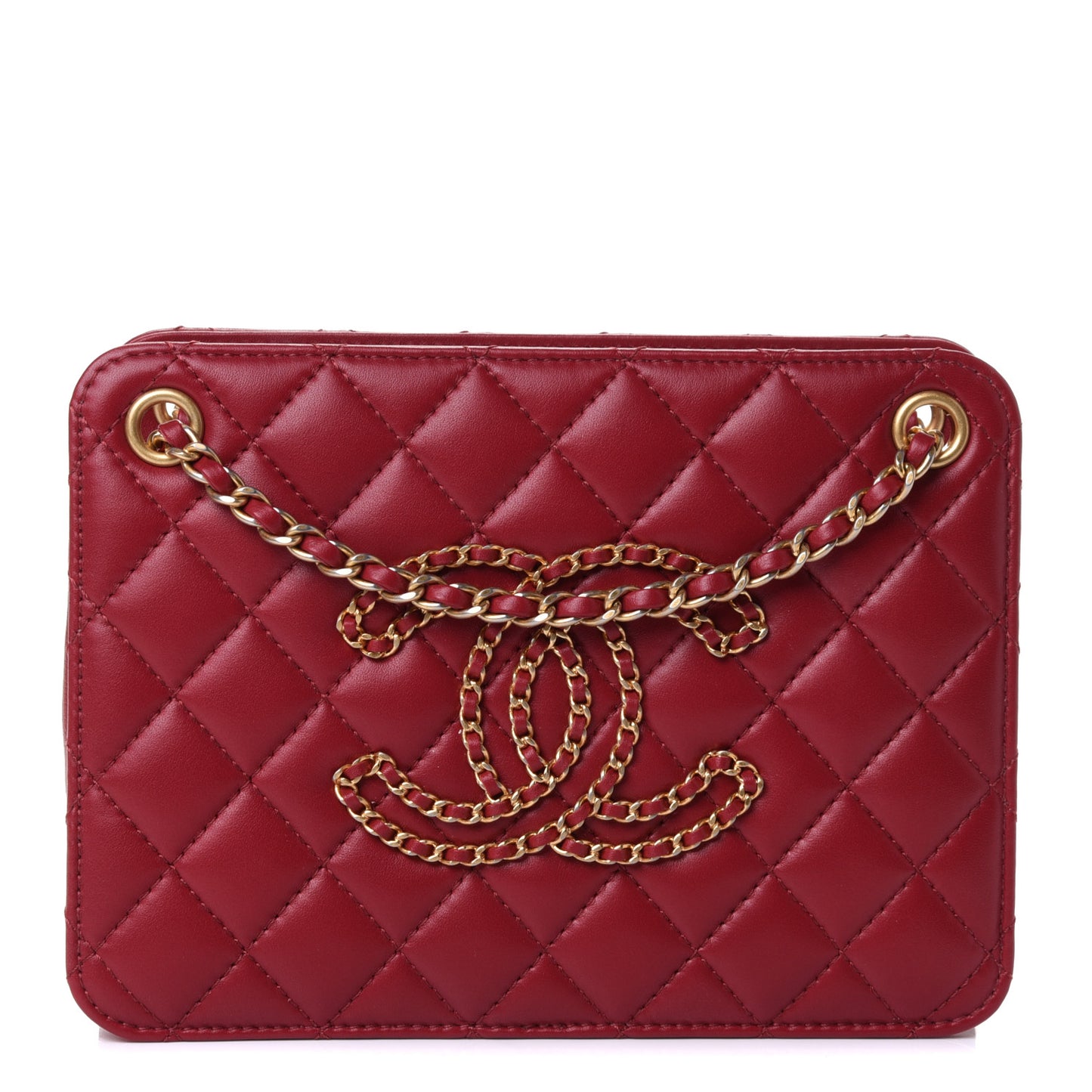 Calfskin Quilted CC Small Once Upon A Time Tote Red