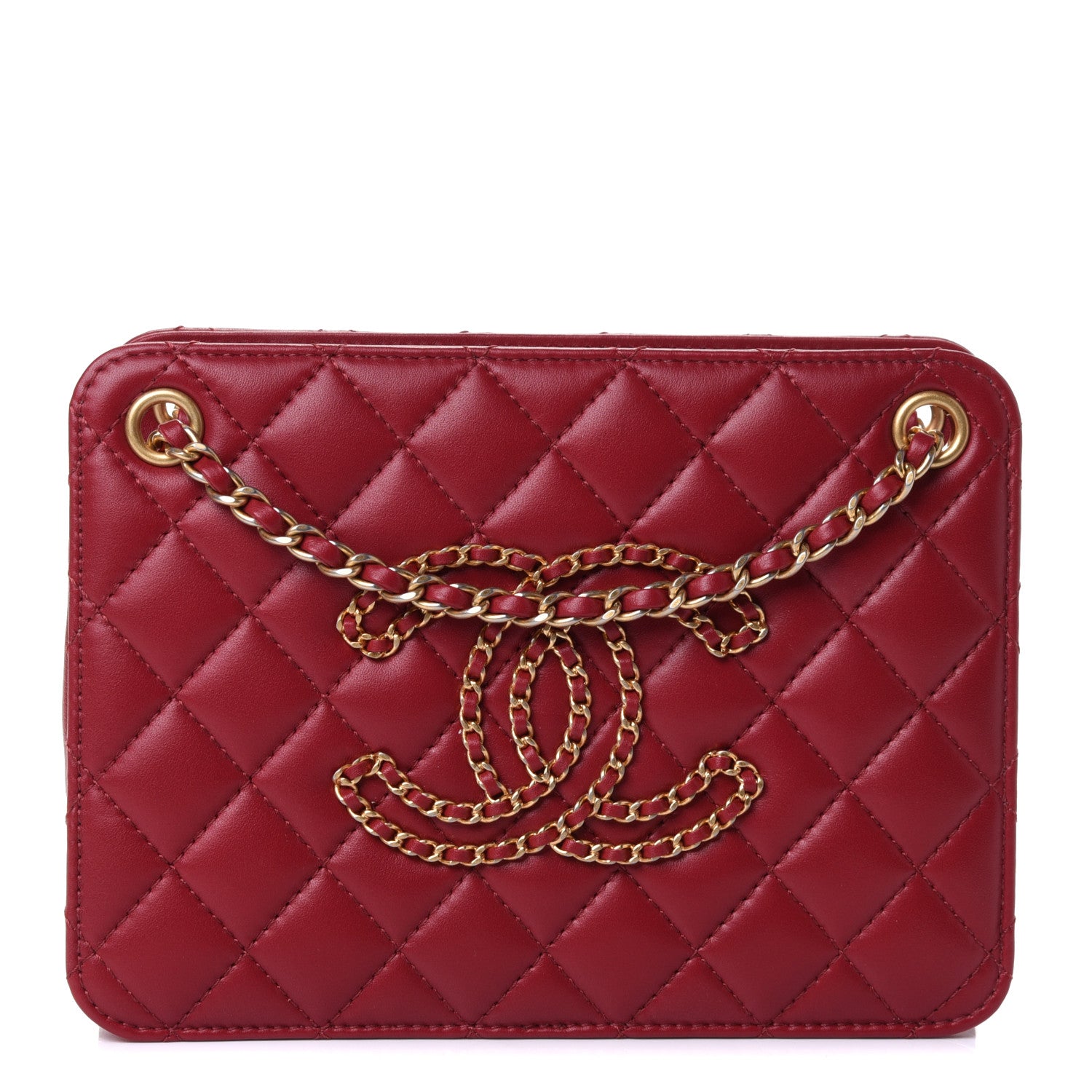 Chanel Calfskin Quilted CC Small Once Upon A Time Tote Red 1 of 5