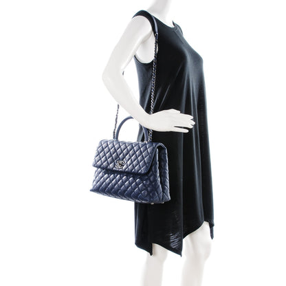 Chanel Caviar Quilted Medium Coco Handle Flap Navy 2 of 8
