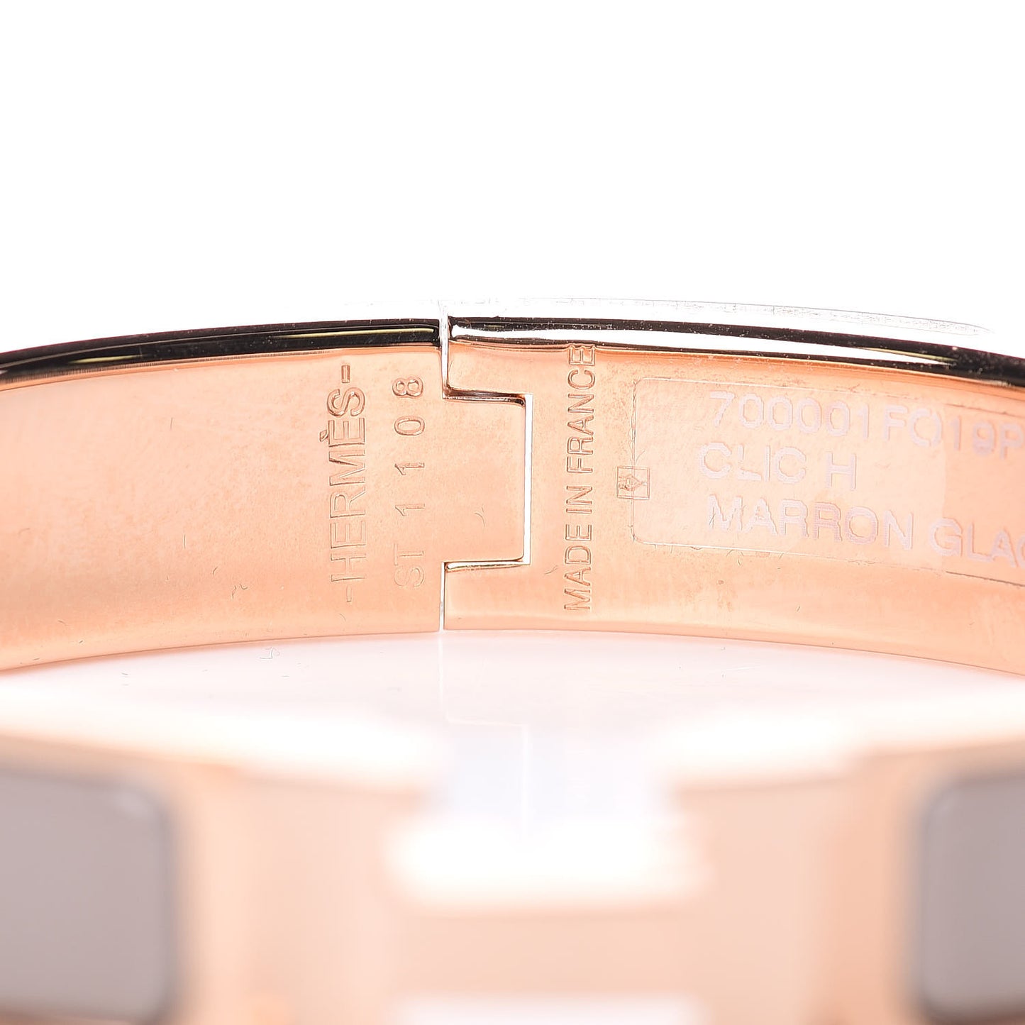 Enamel Narrow Clic Clac H Bracelet PM Marron Glace