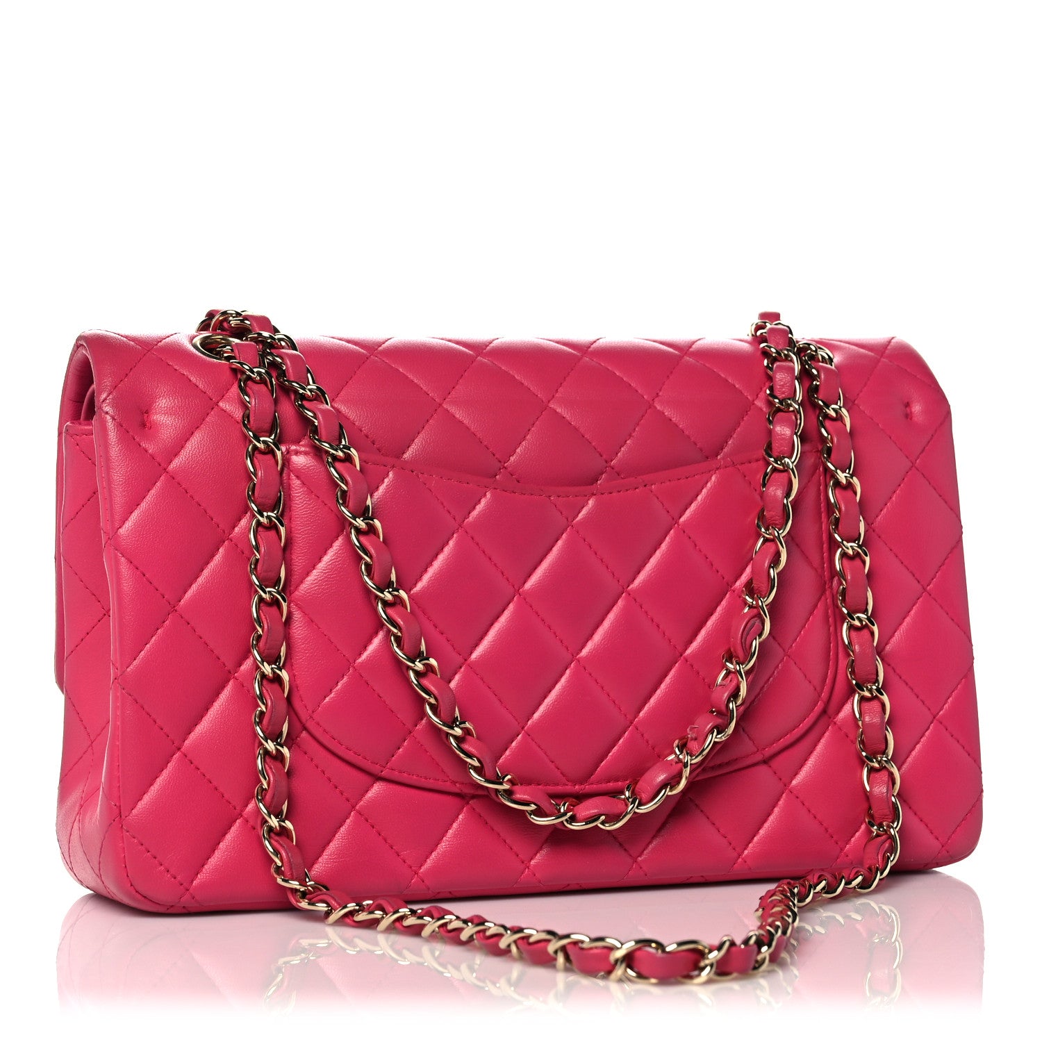 Chanel Lambskin Quilted Medium Double Flap Dark Pink 3 of 21