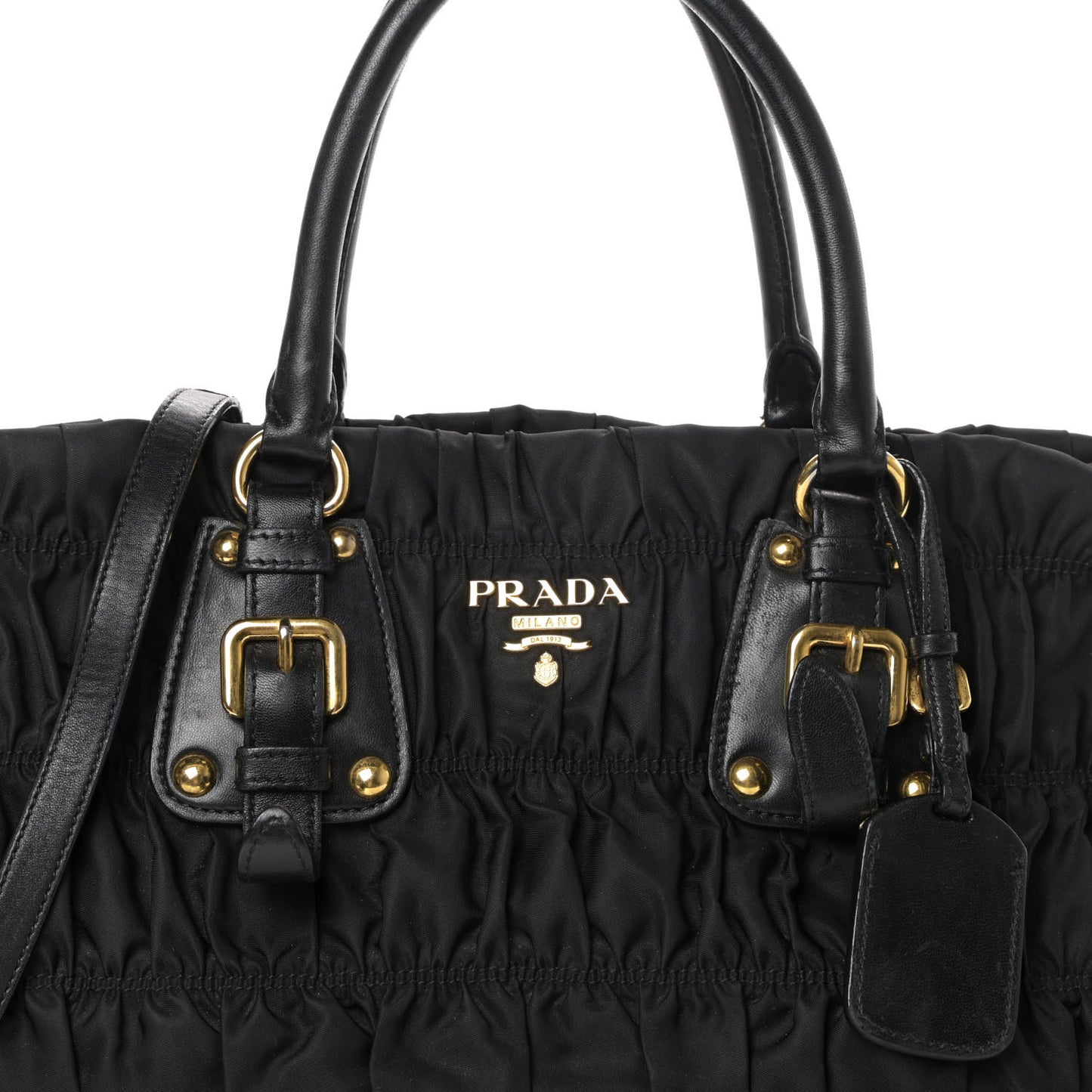 Tessuto Nylon Gaufre Shopping Satchel Black