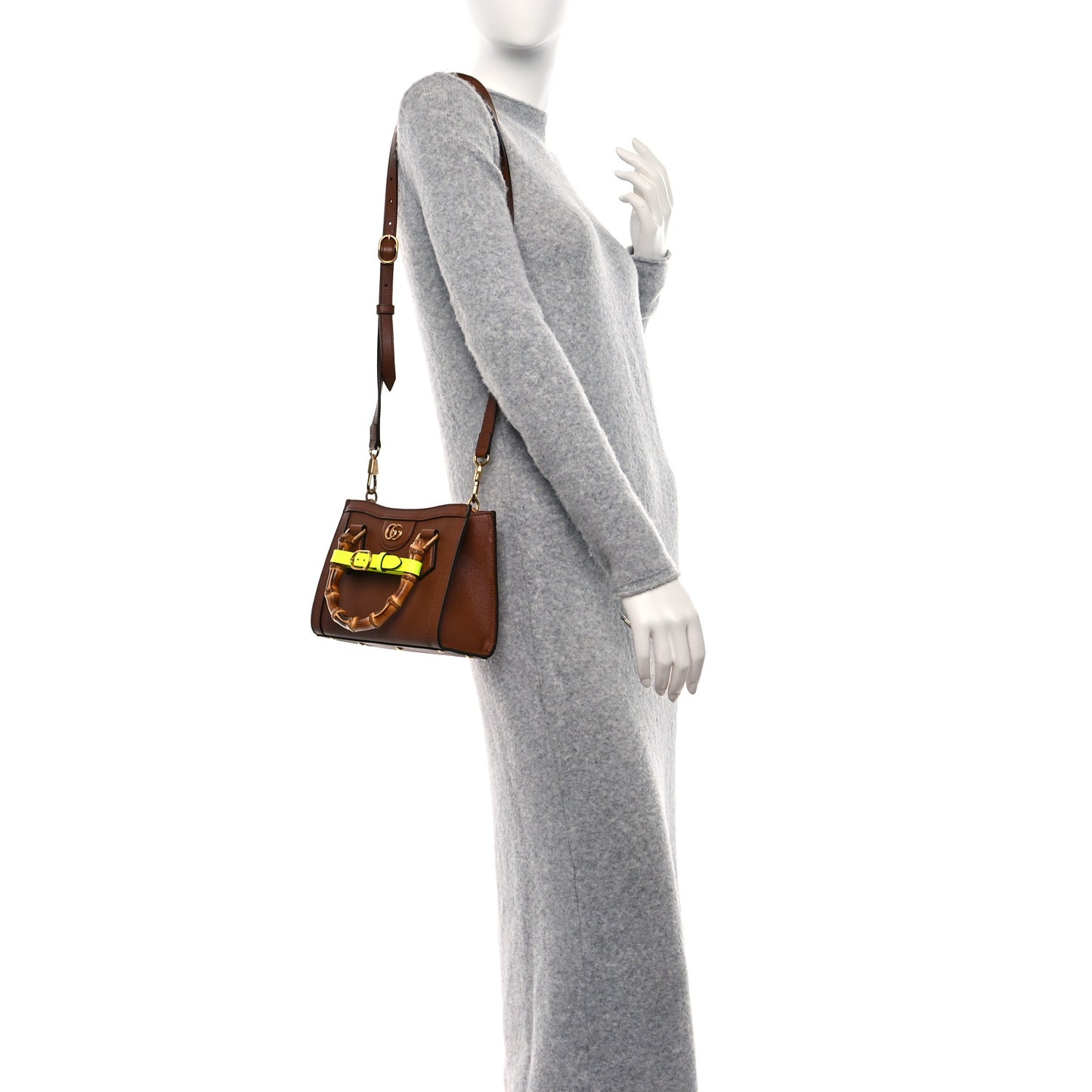 Wonka Grain Calfskin Mini Diana Tote Bag Cuir Yellow Fluo