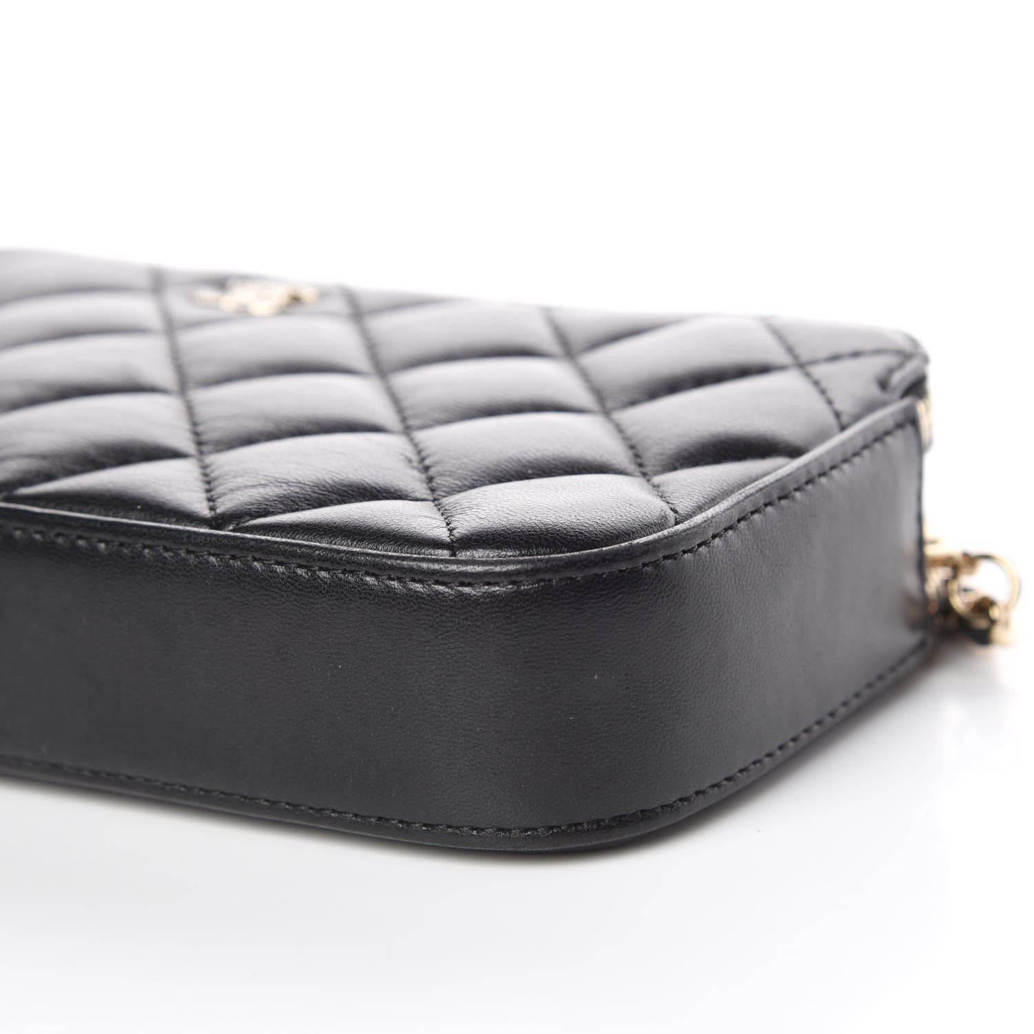 Chanel Iridescent Lambskin Quilted Pearl Clutch With Chain Black 12 of 13