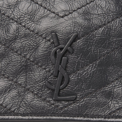 Saint Laurent Crinkled Calfskin Matelasse Monogram Niki Chain Wallet Fog 9 of 9