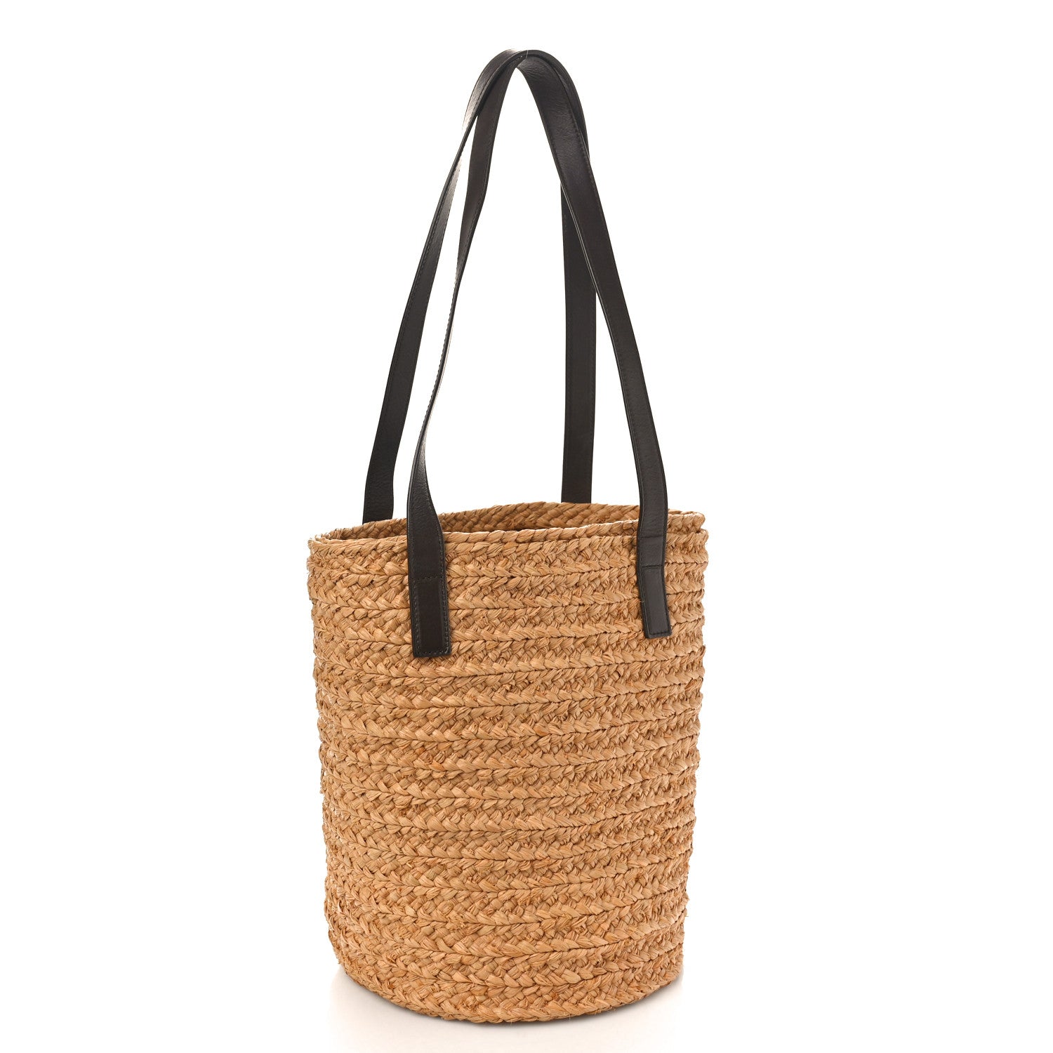 Saint Laurent Raffia Calfskin Small Panier Tote Naturale Nut 2 of 9