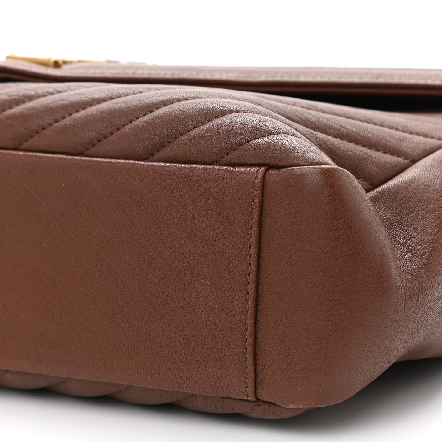 Sheepskin Matelasse Chevron Monogram Large College Satchel Brick