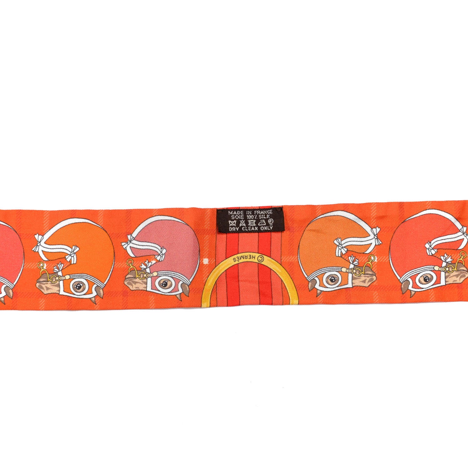 Hermes Silk Tatersale Twilly Rouge Orange Jaune D'Or 2 of 4