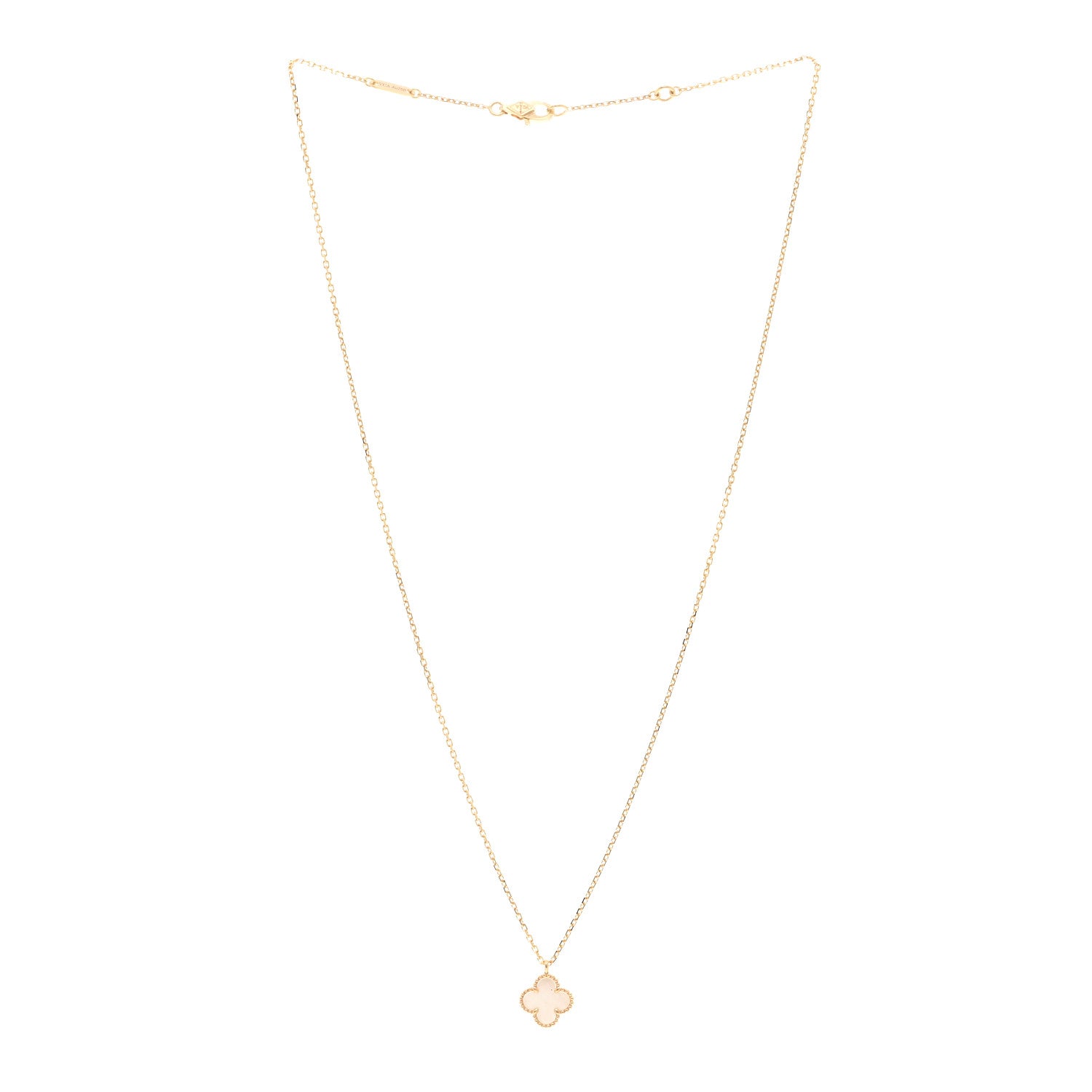 Van Cleef & Arpels 18K Yellow Gold Mother of Pearl Sweet Alhambra Pendant Necklace 3 of 5