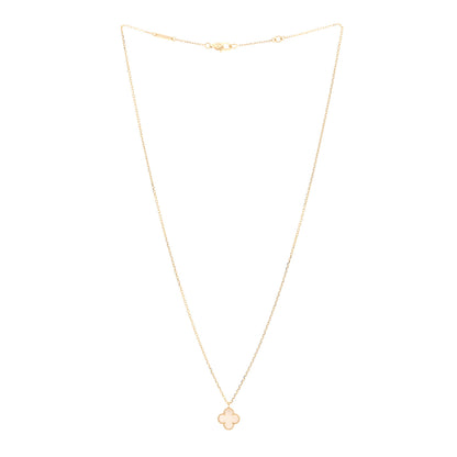 Van Cleef & Arpels 18K Yellow Gold Mother of Pearl Sweet Alhambra Pendant Necklace 3 of 5