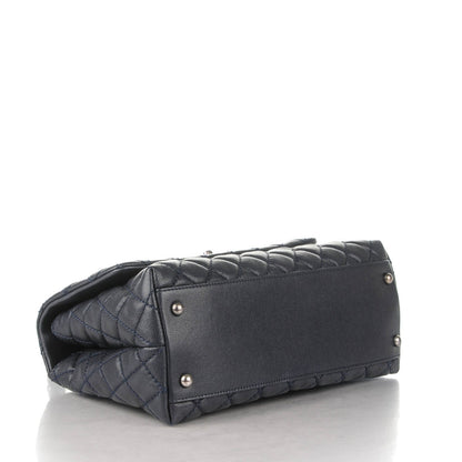 Chanel Caviar Lizard Quilted Small Coco Handle Flap Navy 4 of 9