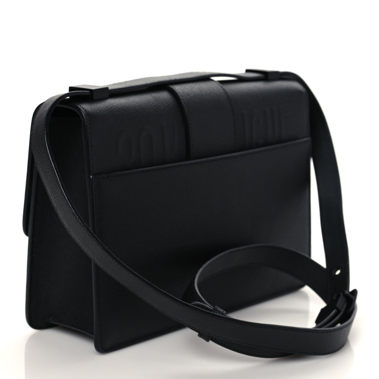 Ultra Matte Grained Calfskin 30 Montaigne Flap Bag Black