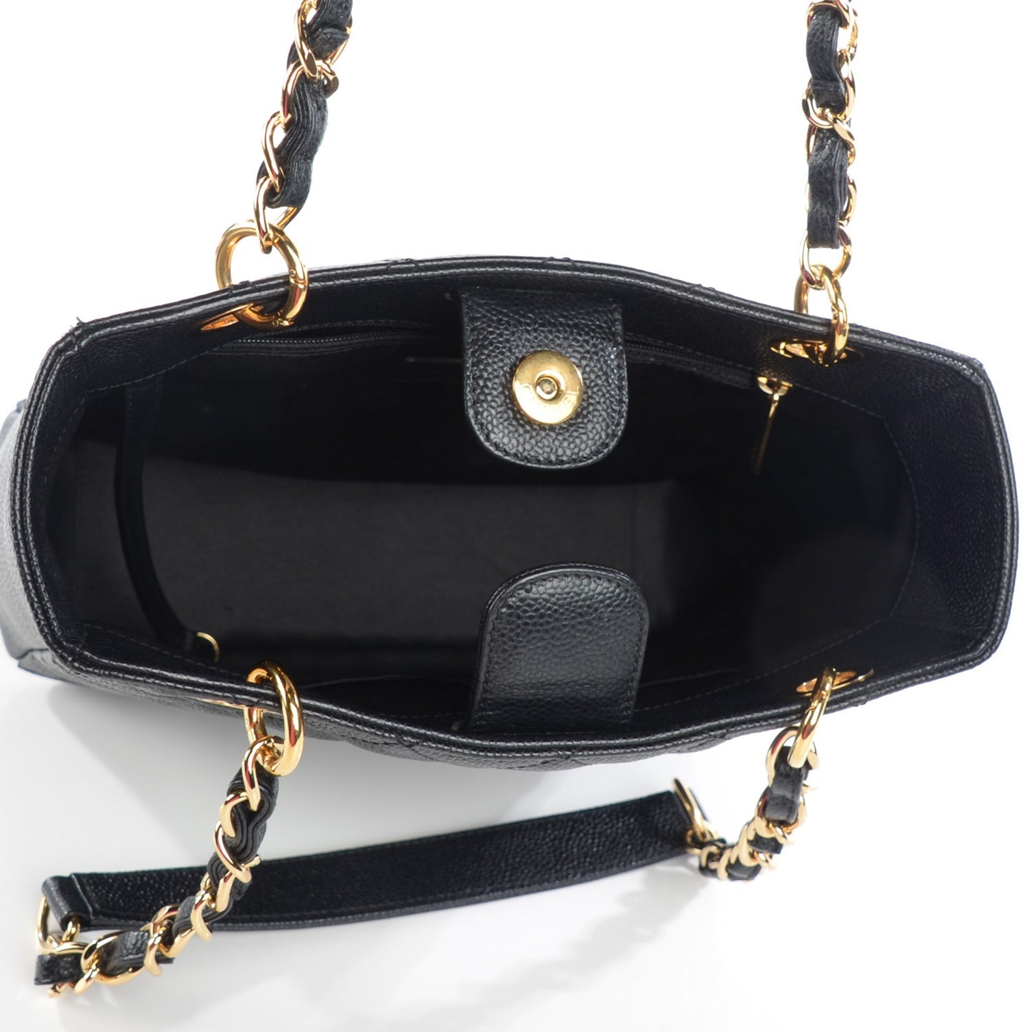 Caviar Quilted Petit Shopping Tote PST Black