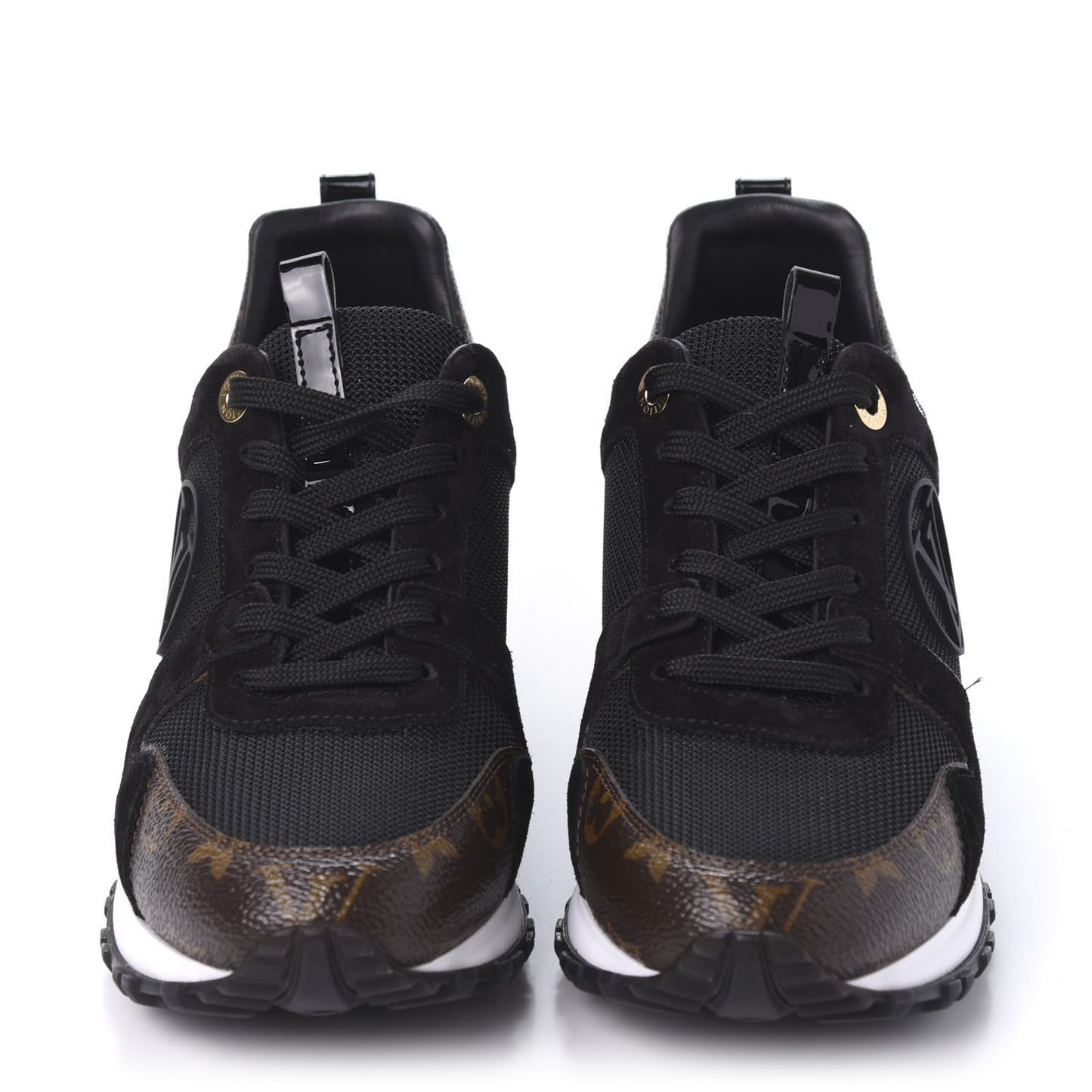 Suede Monogram Run Away Sneakers 37 Black