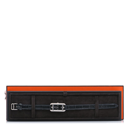 Hermes Stainless Steel Alligator Diamond 17mm Nantucket Serti Joaillier Quartz Watch Noir 5 of 5