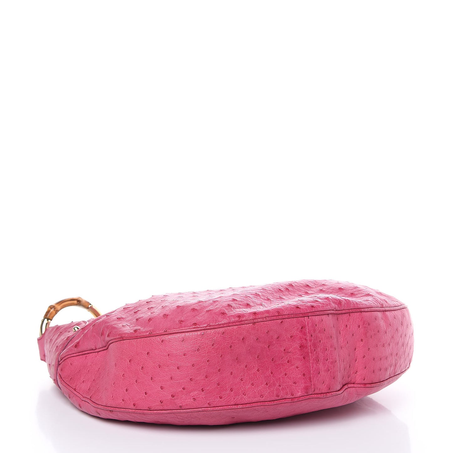 Ostrich Bamboo Ring Half Moon Hobo Pink