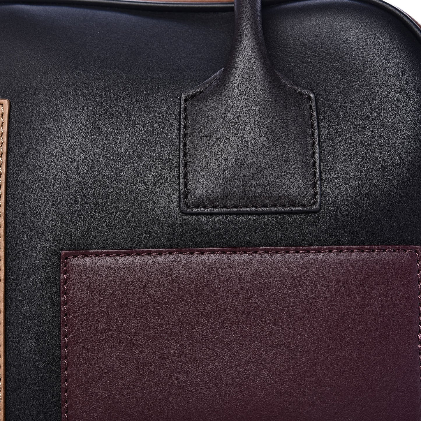 Smooth Calfskin Paneled Medium Cube Bowling Bag Black
