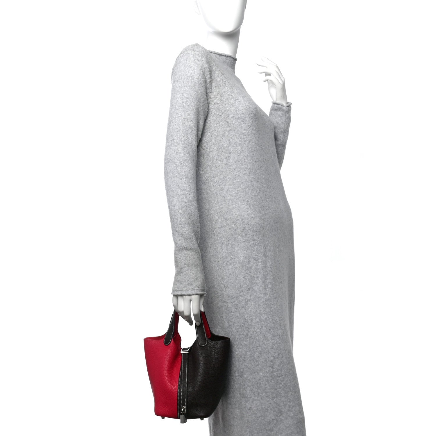 Hermes Taurillon Clemence Casaque Picotin Lock 18 PM Rouge Sellier Framboise 3 of 11