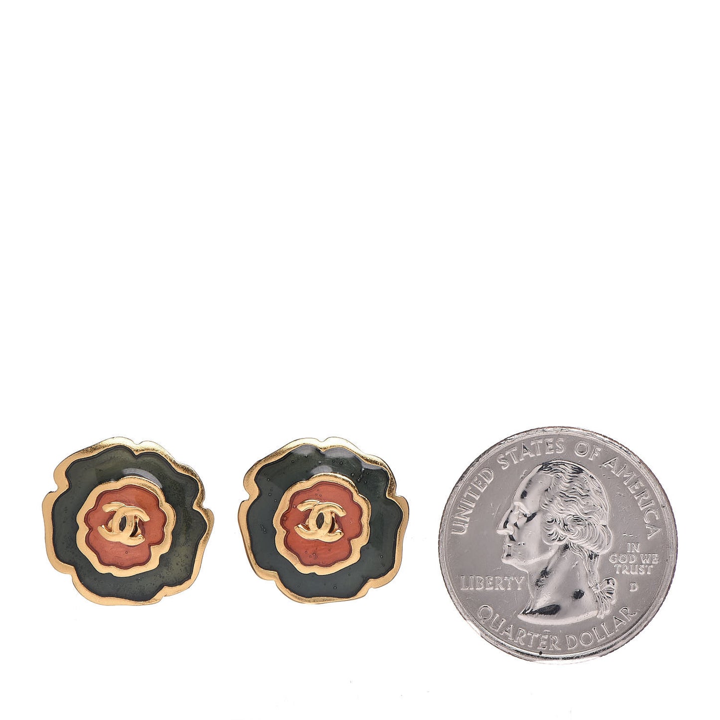 Enamel CC Camellia Earrings Gold