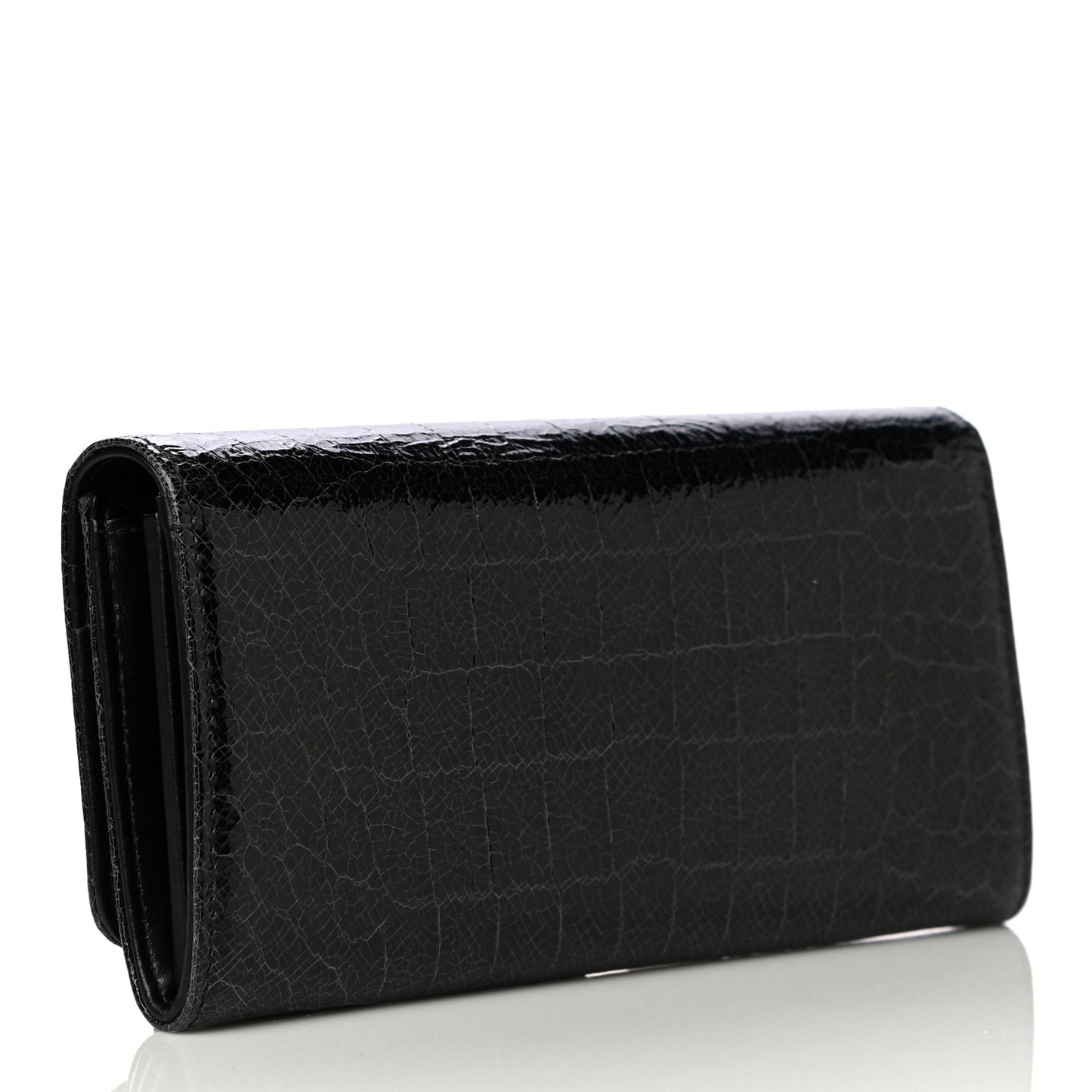 Patent Embossed Crocodile Continental Wallet Black