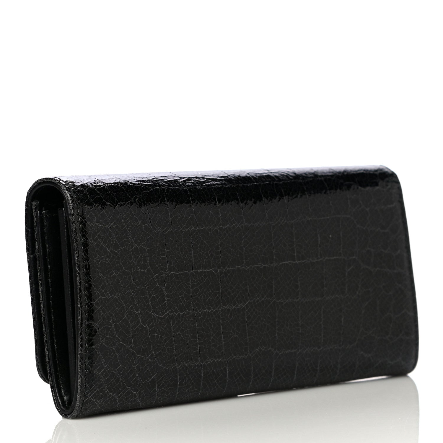 Miu Miu Patent Embossed Crocodile Continental Wallet Black 3 of 10